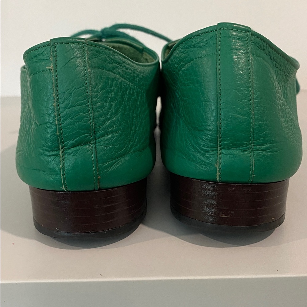 American Apparel Vintage Bobby Leather Lace-up Shoe Loafers Size 9 Green - Picture 3 of 16